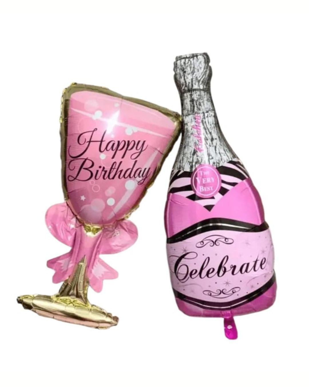 Pink Birthday Celebration balloon (Glass & Champagne Bottle)