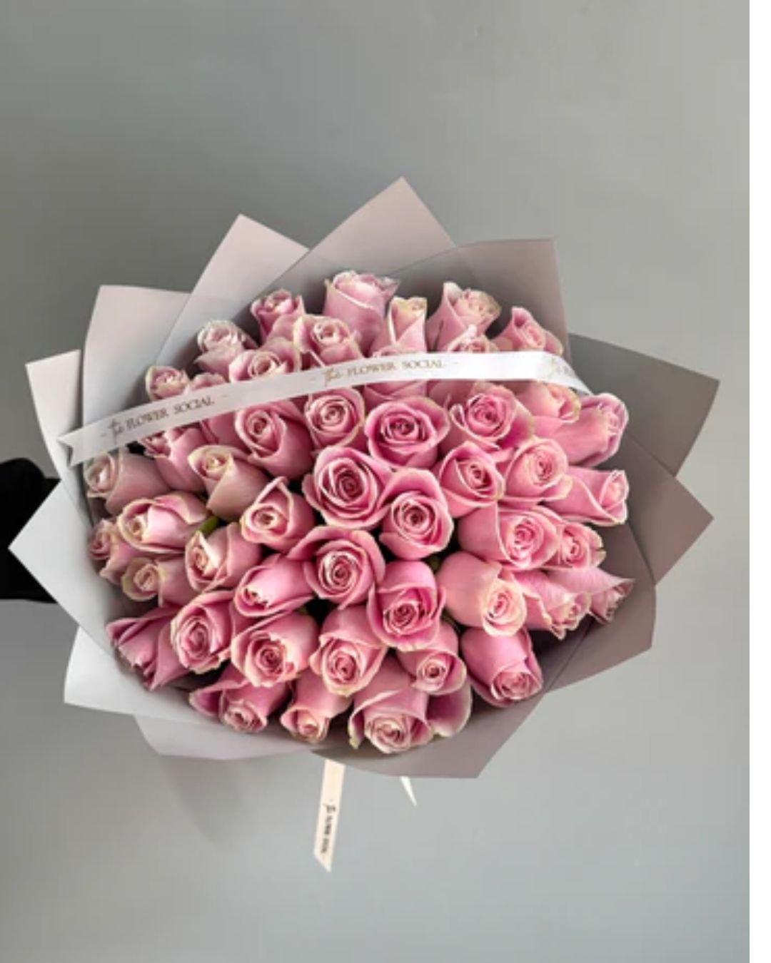 Pink Roses Flower Bouquet – 50 Fresh Pink Roses Arrangement