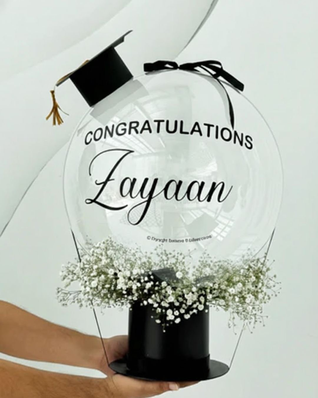 Graduation Bubble Balloon – Customized Graduation Balloon with Gypsophila Flowers