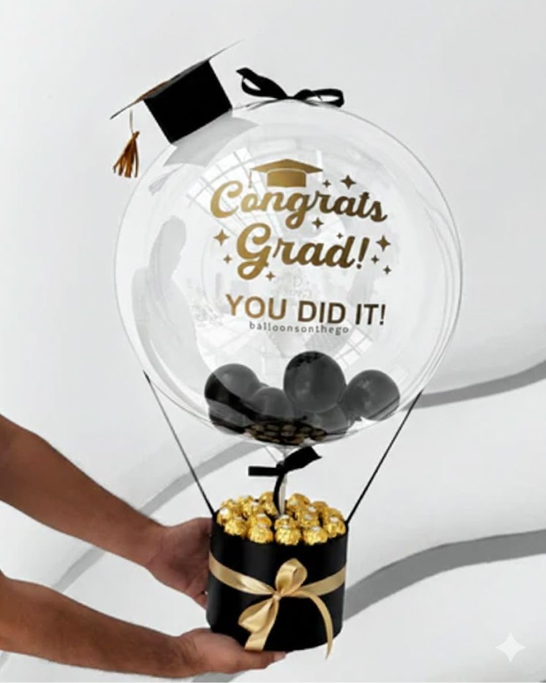 Graduation Hot Air Balloon Basket – Customized Balloon Gift with Chocolates