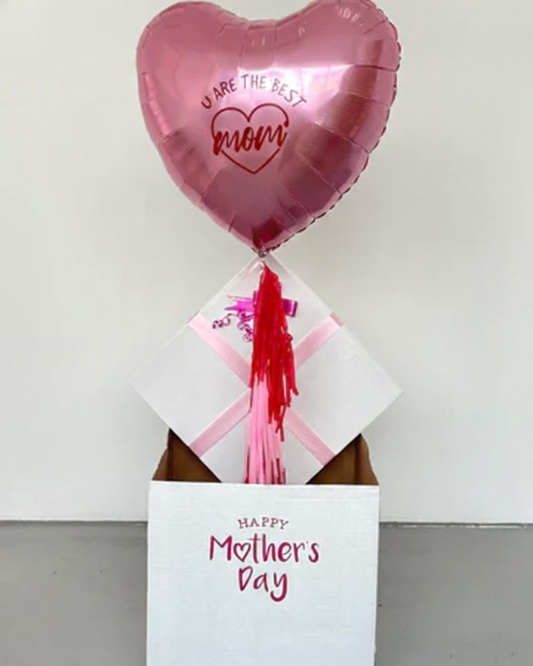 Mother's Day Surprise Box – Giant Customized Heart Foil with Tassels