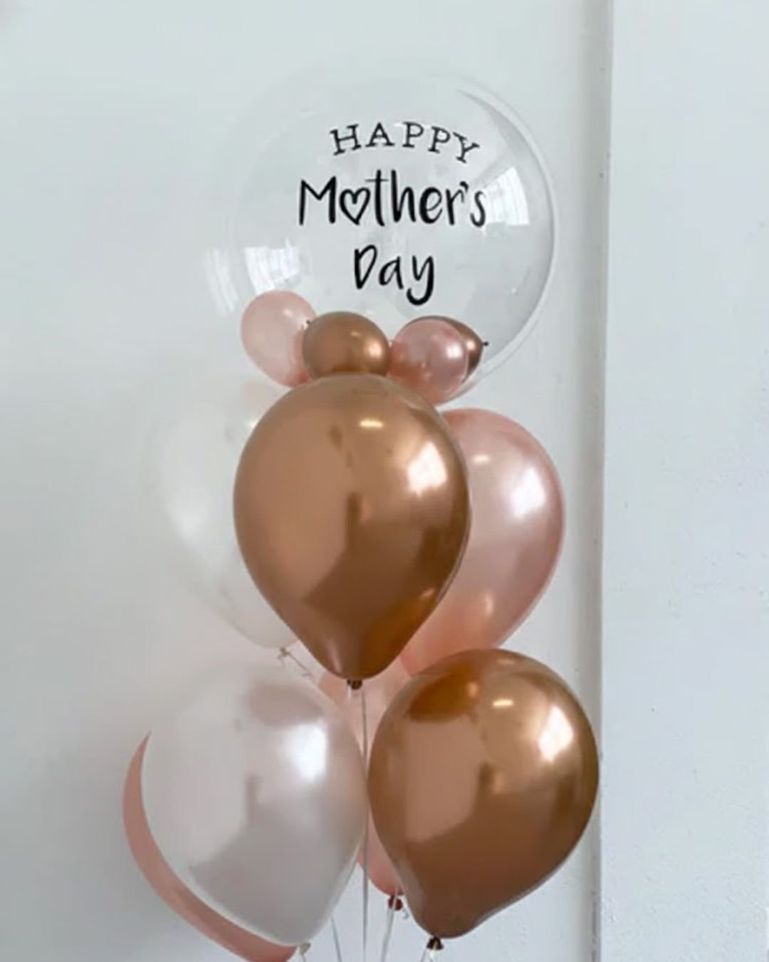Copper and Rose Gold Balloon Bouquet – 24" Customized Bubble Balloon with Latex Balloons