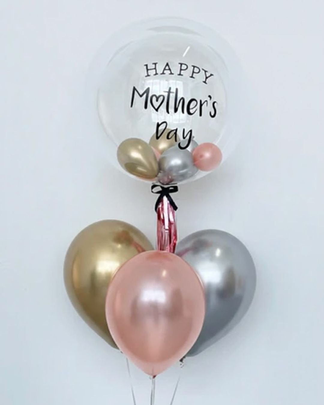 Mother's Day Bouquet – 24" Customized Bubble Balloon with 3 Latex Balloons
