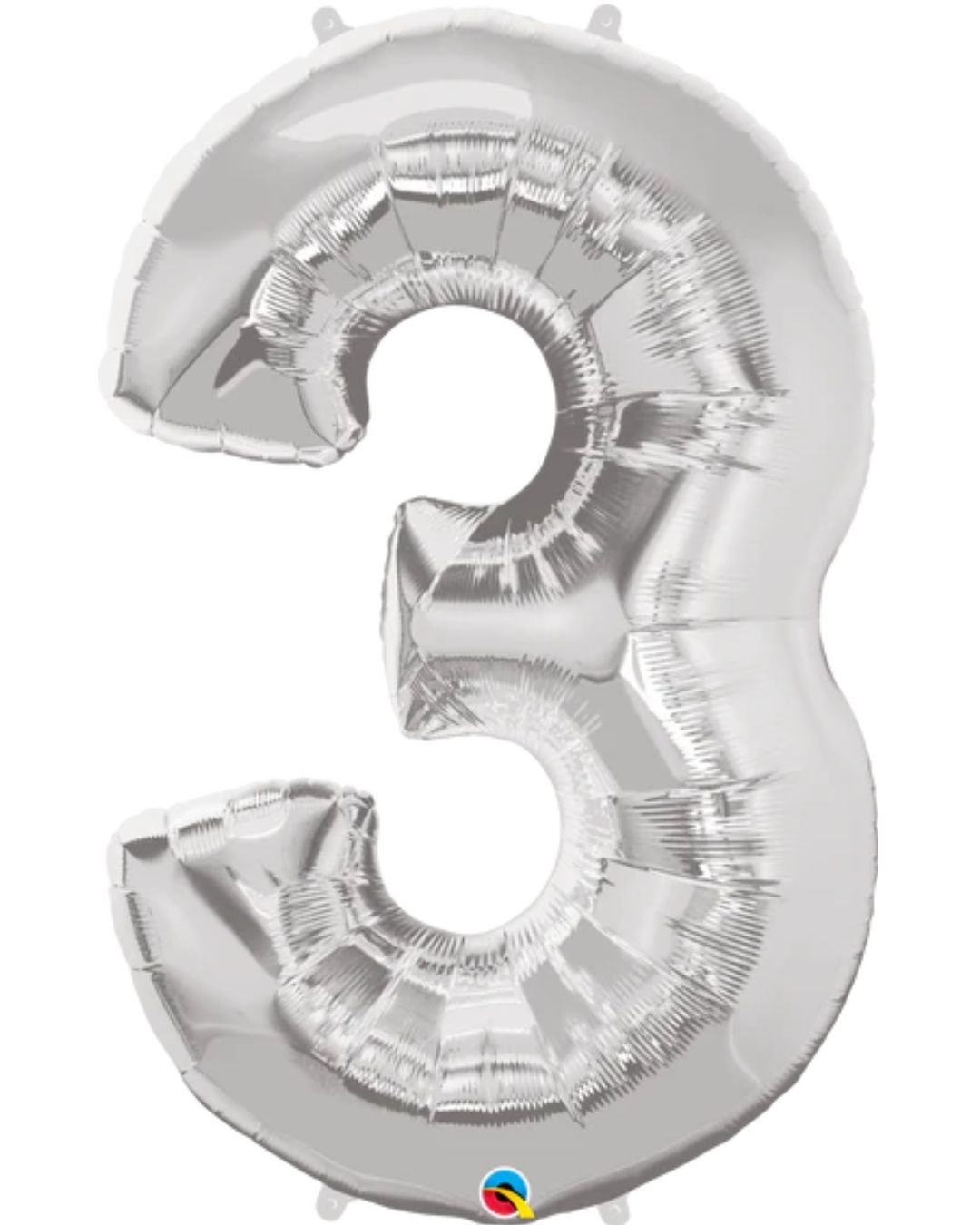 Number 3 Foil Balloon – Silver 41 Inch Helium Filled