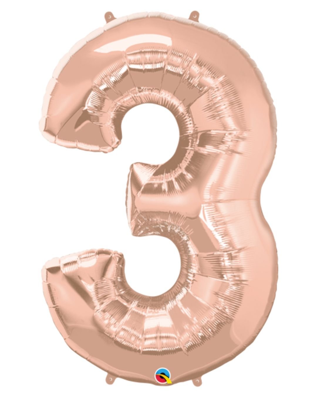 Number 3 Foil Balloon – Rose Gold 41 Inch Helium Filled
