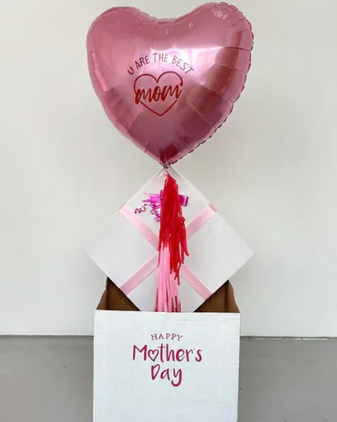 Mother's Day Surprise Box – Giant Customized Heart Foil with Tassels